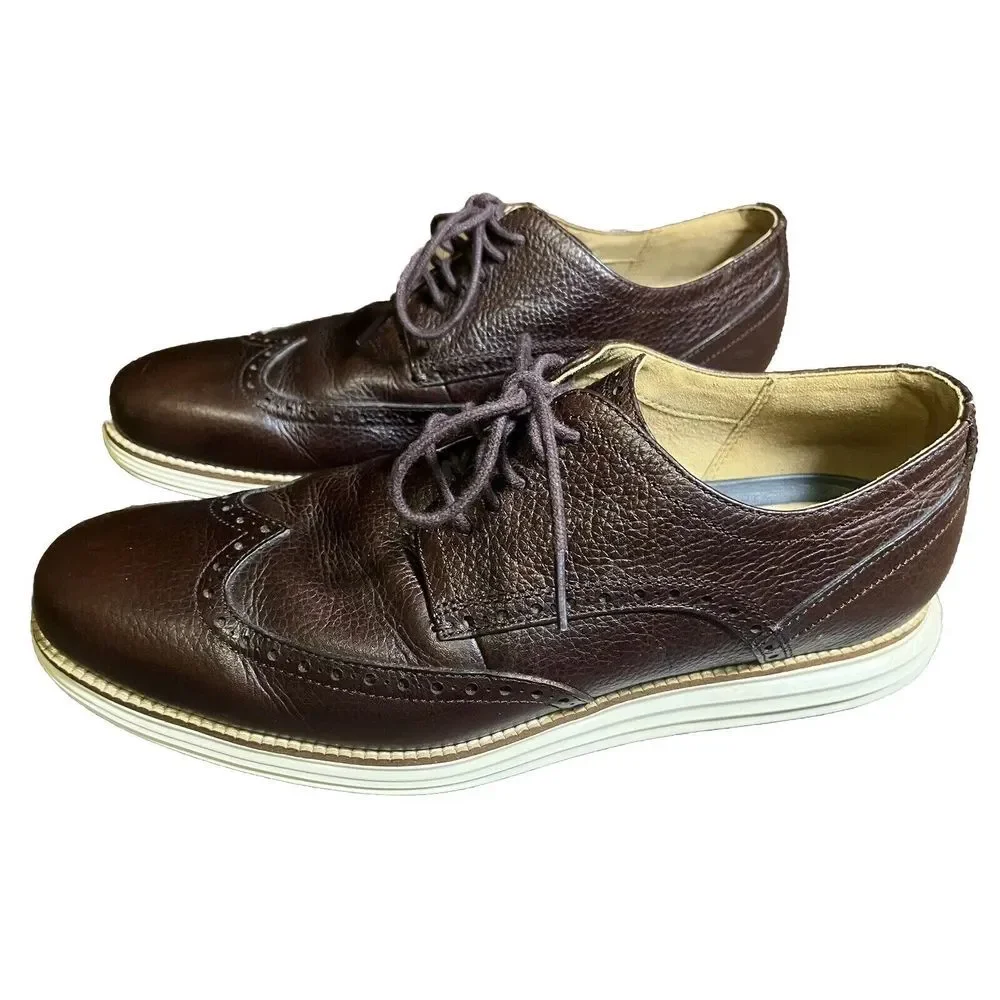 Cole Haan  Grand OS‎ Shortwing Wingtip Brown Leather Oxfords Mens 12 M C26475